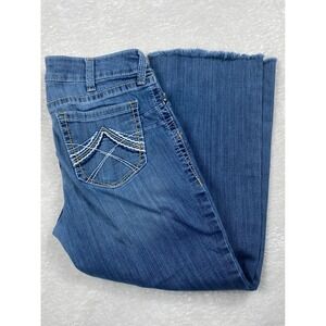 Ariat REAL Denim Women's Bootcut Jeans Blue Frayed Hem Size 32S‎